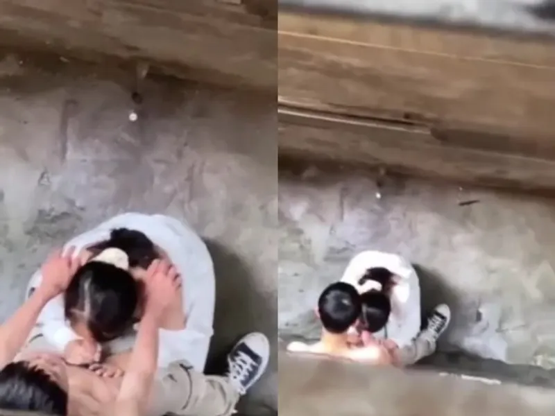 Quay lén nữ sinh mút chim bạn trai ở khe nhà