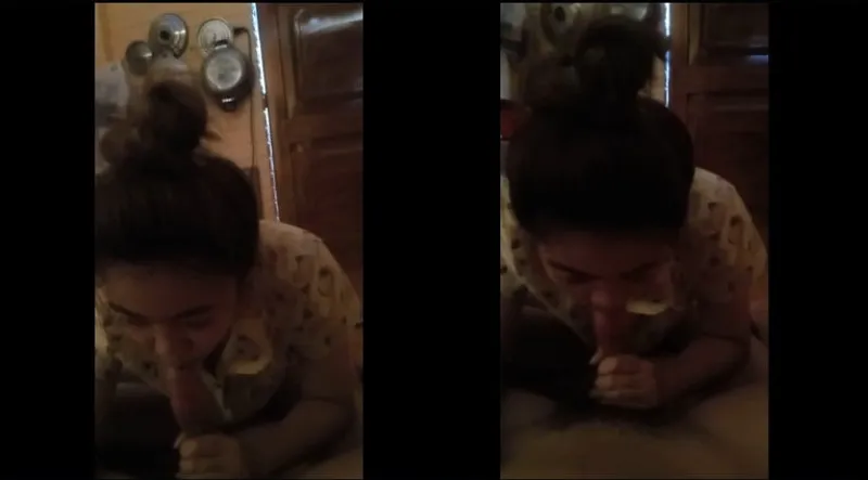 Em mút như bú kem trong phòng bếp